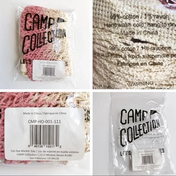 *SALE* Camp Collection Dip Dyed Pink Crochet Tote Bag - Picture 5 of 6